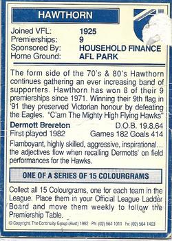 1992 AFL Colourgrams #NNO Dermott Brereton Back